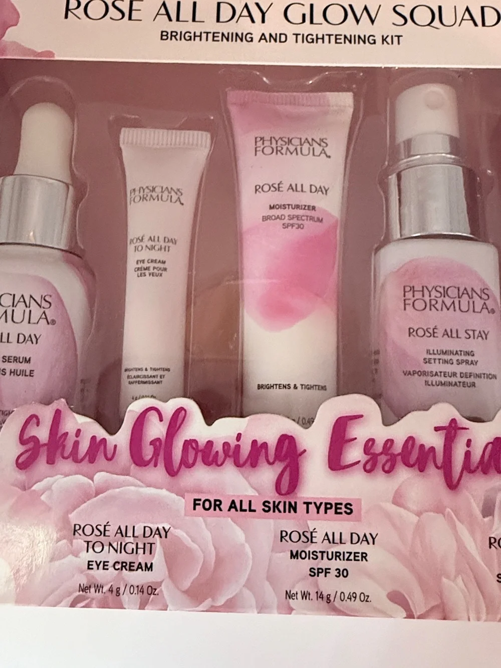 Physicians Formula Rosé All Day Glow Squad Brightening & Tightening Kit 6 Pc New